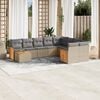 vidaXL 10 Piece Garden Sofa Set with Cushions Beige Poly Rattan