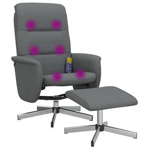 vidaXL Massage Recliner Chair with Footstool Dark Grey Fabric
