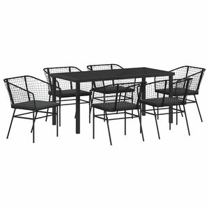 vidaXL Garden Dining Set 7 pcs Black Poly Rattan