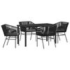 vidaXL Garden Dining Set 5 pcs Black Powder-Coated Steel