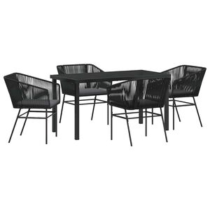 vidaXL Garden Dining Set 5 pcs Black Powder-Coated Steel
