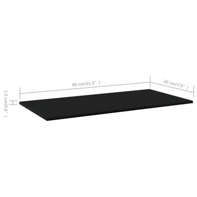 vidaXL Bookshelf Boards 4 pcs Black 80x20x1.5 cm Engineered Wood