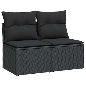 vidaXL 2 Piece Garden Sofa Set with Cushions Beige Poly Rattan Acacia