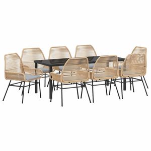 vidaXL Garden Dining Set 9 pcs Brown Poly Rattan