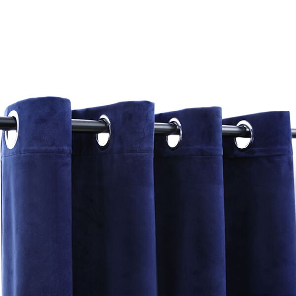 vidaXL Blackout Curtains with Rings 2 pcs Velvet Dark Blue 140x245 cm