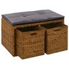vidaXL Bench with 2 Baskets Seagrass 71x40x42 cm Brown