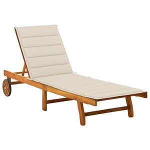 vidaXL Garden Sun Lounger with Cushion Solid Acacia Wood