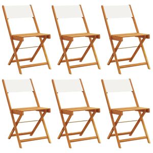 vidaXL Folding Garden Chairs 6 pcs Cream White Fabric and Solid Wood