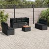 vidaXL 8 Piece Garden Sofa Set with Cushions Black Poly Rattan