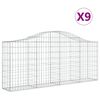 vidaXL Arched Gabion Baskets 9 pcs 200x30x80/100 cm Galvanised Iron