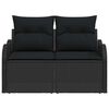 vidaXL Garden Sofa with Cushion Black 121 x 62 x 69cm Poly Rattan