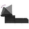vidaXL Double Sun Lounger with Canopy and Cushions Black Poly Rattan