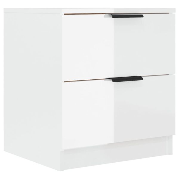 vidaXL Bedside Cabinets 2 pcs High Gloss White Engineered Wood