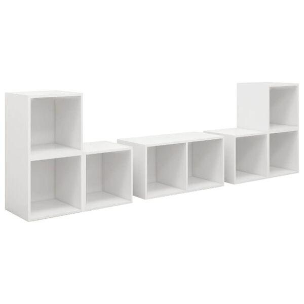 vidaXL 6 Piece TV Cabinet Set White Engineered Wood