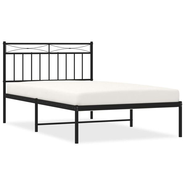 vidaXL Metal Bed Frame without Mattress with Headboard Black 107x203cm
