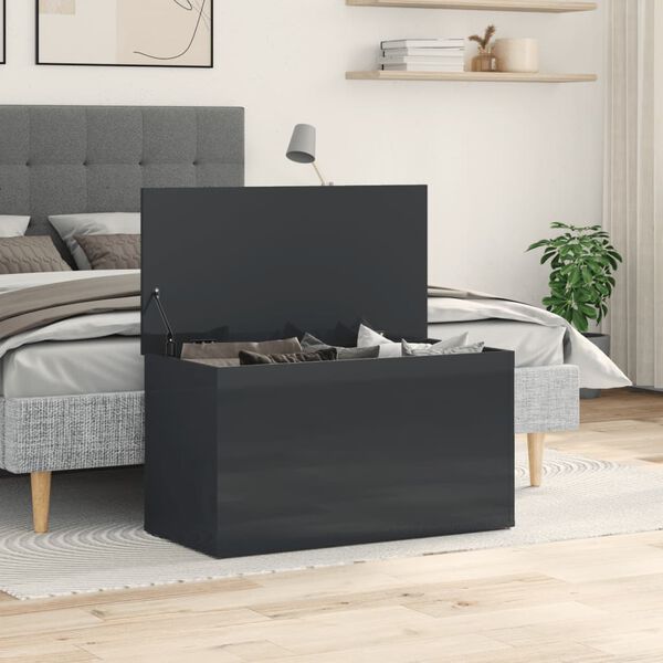 vidaXL Storage Chest High Gloss Grey 84x42x46 cm Engineered Wood