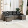 vidaXL 6 Piece Garden Sofa Set with Cushions Grey Poly Rattan
