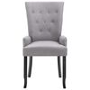 vidaXL Dining Chairs with Armrests 2 pcs Light Grey Fabric