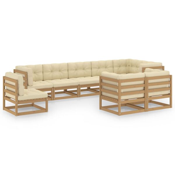 vidaXL 9 Piece Garden Lounge Set with Cushions Solid Pinewood