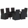 vidaXL Garden Dining Set with Cushion 7 pcs Black Poly Rattan