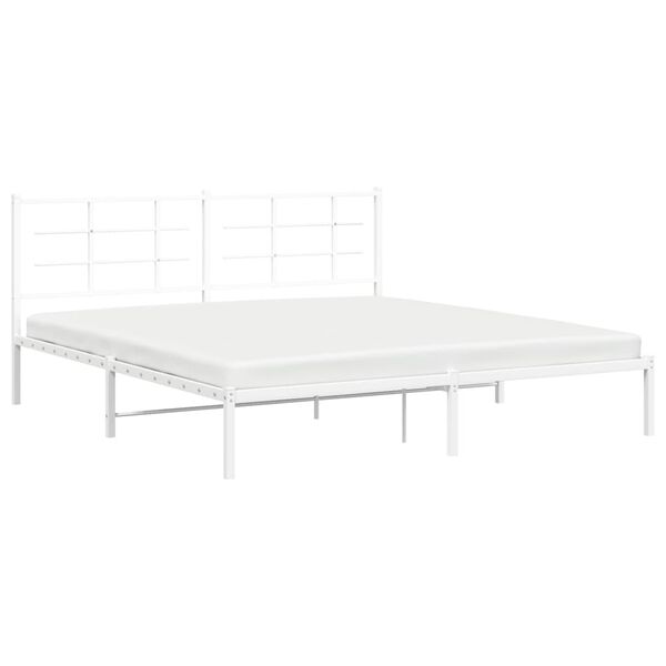 vidaXL Metal Bed Frame without Mattress with Headboard White 180x200cm