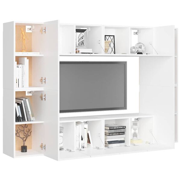 vidaXL 8 Piece TV Cabinet Set White Engineered Wood