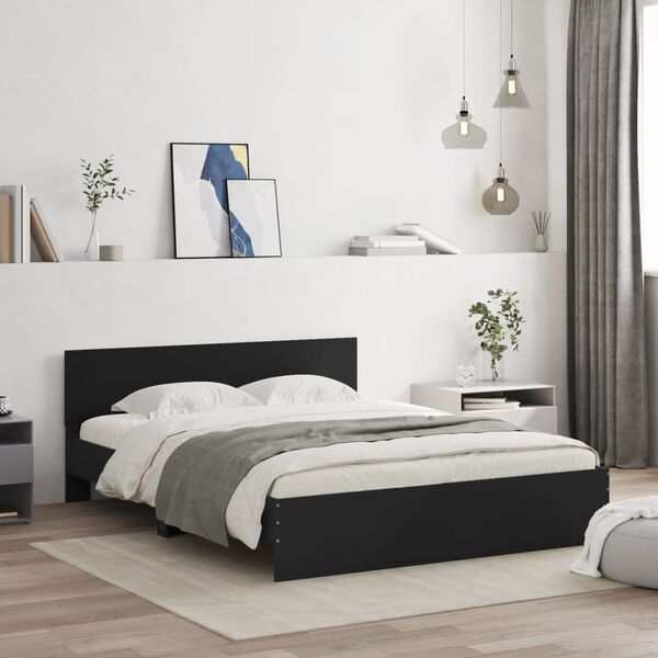 vidaXL Bed Frame without Mattress Black 150x200 cm King Size