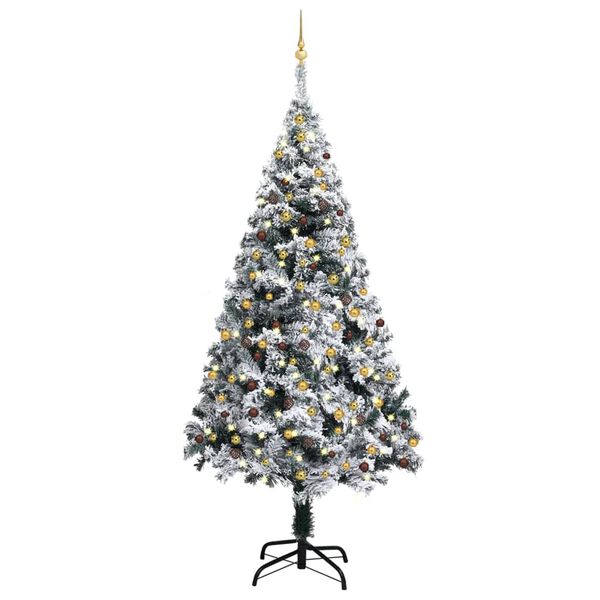 vidaXL Artificial Pre-lit Christmas Tree with Ball Set Green 240 cm PVC