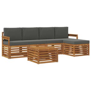 vidaXL Outdoor Sofa Set 6 pcs Natural and Anthracite