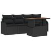 vidaXL Garden Sofa Set 5 pcs Black Poly Rattan