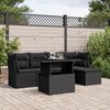 vidaXL 6 Piece Garden Sofa Set with Cushions Black Poly Rattan