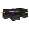 vidaXL 5 Piece Garden Sofa Set with Cushions Black Poly Rattan Acacia