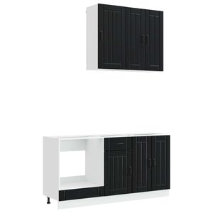 vidaXL Kitchen Unit LUCCA 5 pcs Black Engineered Wood