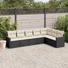 vidaXL 7 Piece Garden Sofa Set with Cushions Black Poly Rattan
