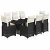 vidaXL 9 Piece Garden Bistro Set with Cushions Black Poly Rattan