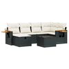 vidaXL 7 Piece Garden Sofa Set with Cushions Black Poly Rattan
