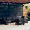 vidaXL 9 Piece Garden Lounge Set with Cushions Black Solid Pinewood