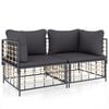vidaXL Sectional Corner Sofas with Cushions 2 pcs Poly Rattan