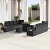 vidaXL Garden Sofa Set with Cushion 11 pcs Black Poly Rattan