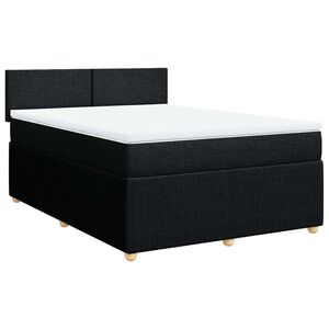 vidaXL Box Spring Bed with Mattress Black Double Fabric