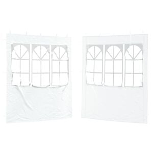 vidaXL Party Tent Sidewall 2 pcs 200 x 195 cm White PE and Steel