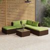vidaXL 6 Piece Garden Lounge Set with Cushions Poly Rattan Brown