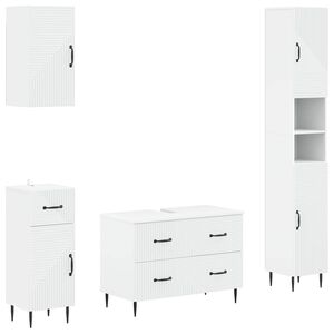 vidaXL 4 Piece Bathroom Cabinet Set HAARLEM White Engineered Wood