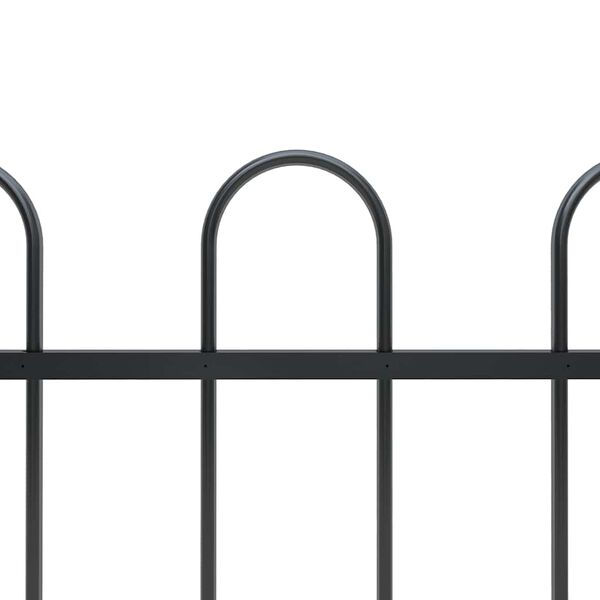 vidaXL Garden Fence with Hoop Top Steel 1781.5x60 cm Black