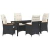 vidaXL Garden Dining Set with Cushion 5 pcs Black Poly Rattan