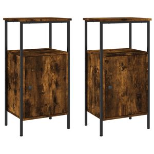 vidaXL Bedside Cabinets 2 pcs Smoked Oak 41x31x80 cm Engineered Wood