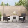 vidaXL 3 Piece Garden Bistro Set with Cushions Black Poly Rattan