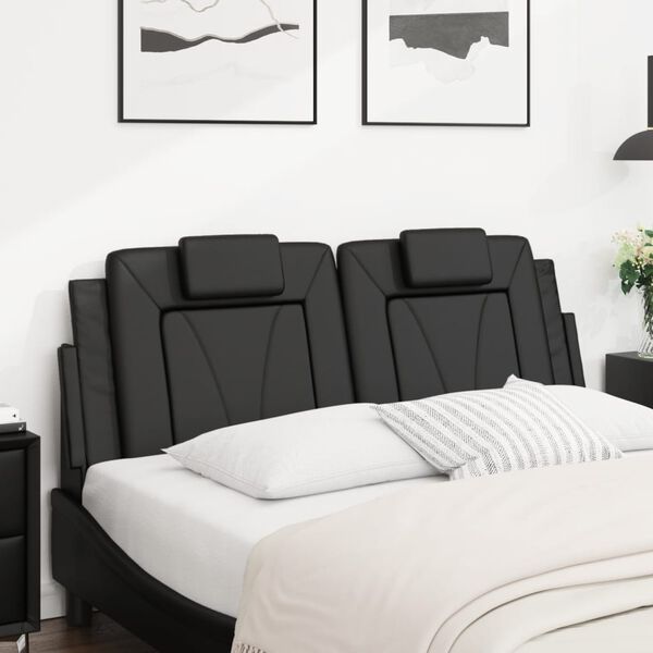 vidaXL Headboard Cushion "Viana" Black 137 cm Double Faux Leather