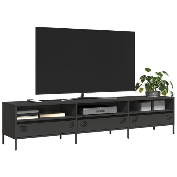 vidaXL TV Cabinet Black 202x39x43.5 cm Cold-rolled Steel