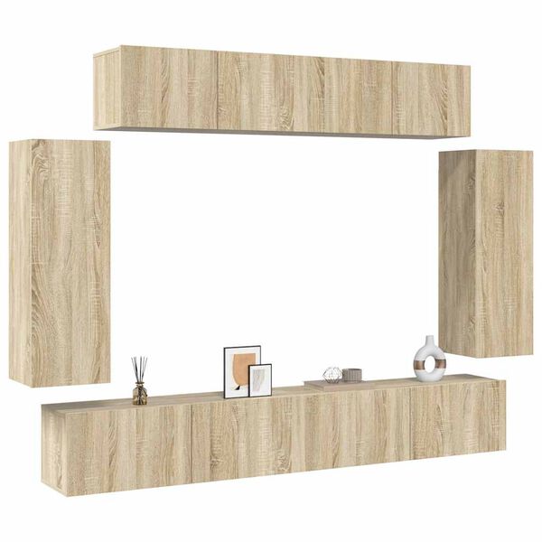 vidaXL 6 Piece TV Cabinet Set Sonoma Oak Engineered Wood